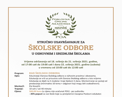 POA-STRUČNO USAVRŠAVANJE ZA ŠKOLSKE ODBORE